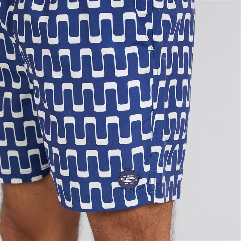 Ben Sherman Shorts de bain géométriques Homme Collection Resort Navy - Image 3