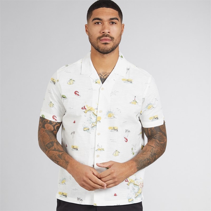 Ben Sherman Heren korte mouw Brighton naar Amalfi overhemd Snow White
