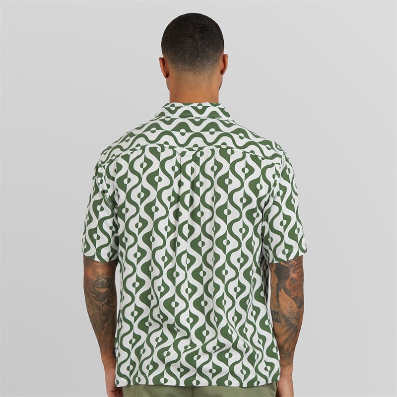 Ben Sherman Heren Korte Mouw Carnaby Geo Shirt Forest - Afbeelding 2