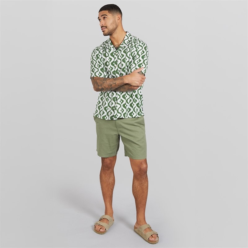 Ben Sherman Heren Korte Mouw Carnaby Geo Shirt Forest - Afbeelding 4