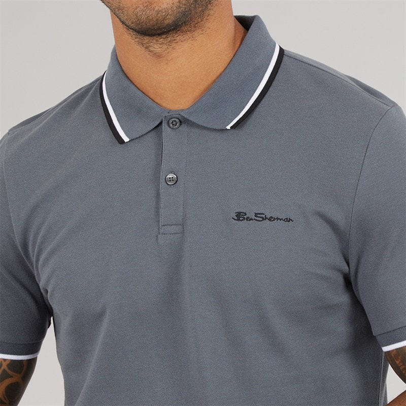 Ben Sherman Polo shirt Homme à double bande contrastante Ardoise - Image 3