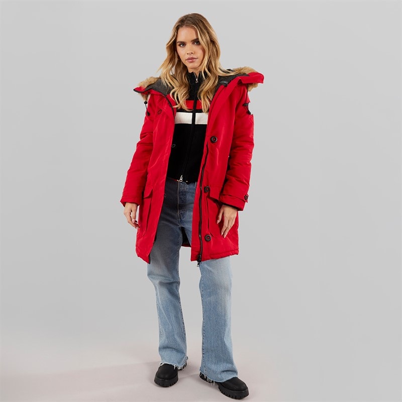 Brave Soul Veste Parka Jacobs Femme Rouge vif - Image 4