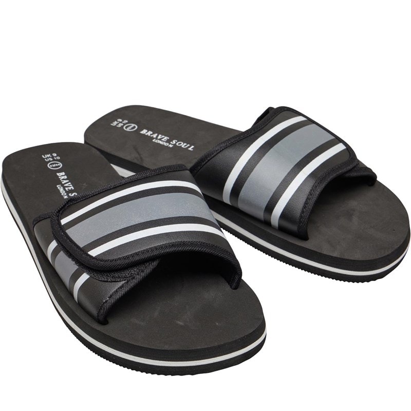 Brave Soul Heren Mateo Slippers Zwart/Grijs/Wit - Afbeelding 1