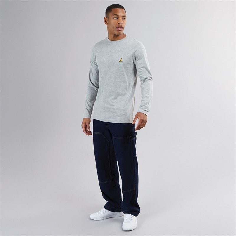 Brave Soul Heren Franz T-shirt met lange mouwen en ronde hals Lichtgrijs Melange/Donker Antraciet Melange - Afbeelding 4