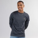 Brave Soul Heren Franz Langarm Crew Neck T-shirt Donker Antraciet Melange/Lichtgrijs Melange