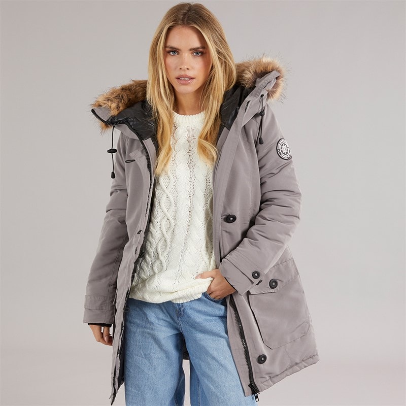 Brave Soul Veste Parka Jacobs Faux Fur Femme Gris - Image 1