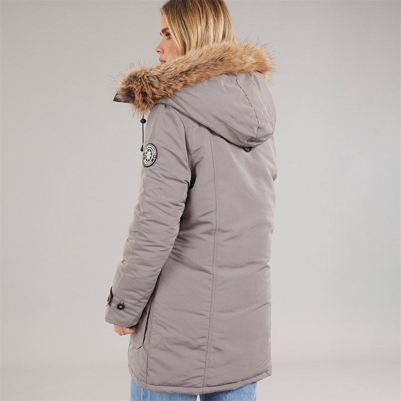 Brave Soul Veste Parka Jacobs Faux Fur Femme Gris - Image 2