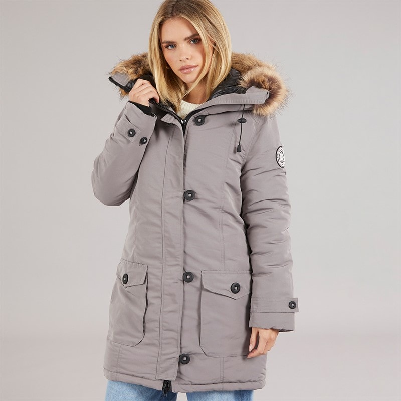 Brave Soul Veste Parka Jacobs Faux Fur Femme Gris - Image 3