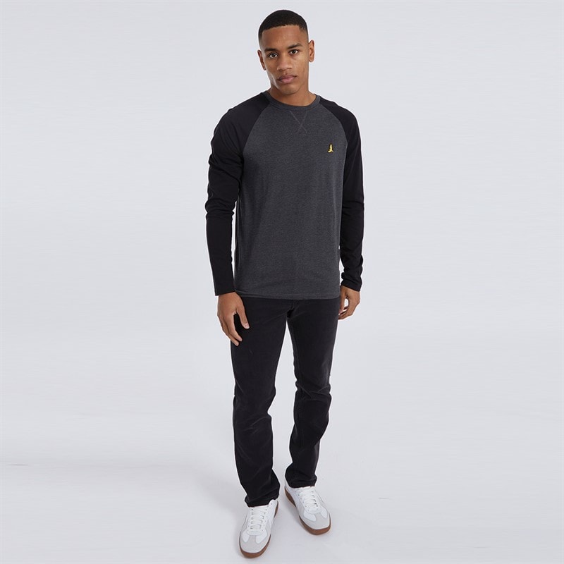 Brave Soul Long Sleeve Top dla niego kolor ciemnoszary melanż/czarny – zdjęcie  4