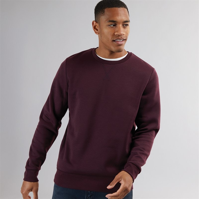 Brave Soul Sweat-Shirt à col rond Homme bordeaux