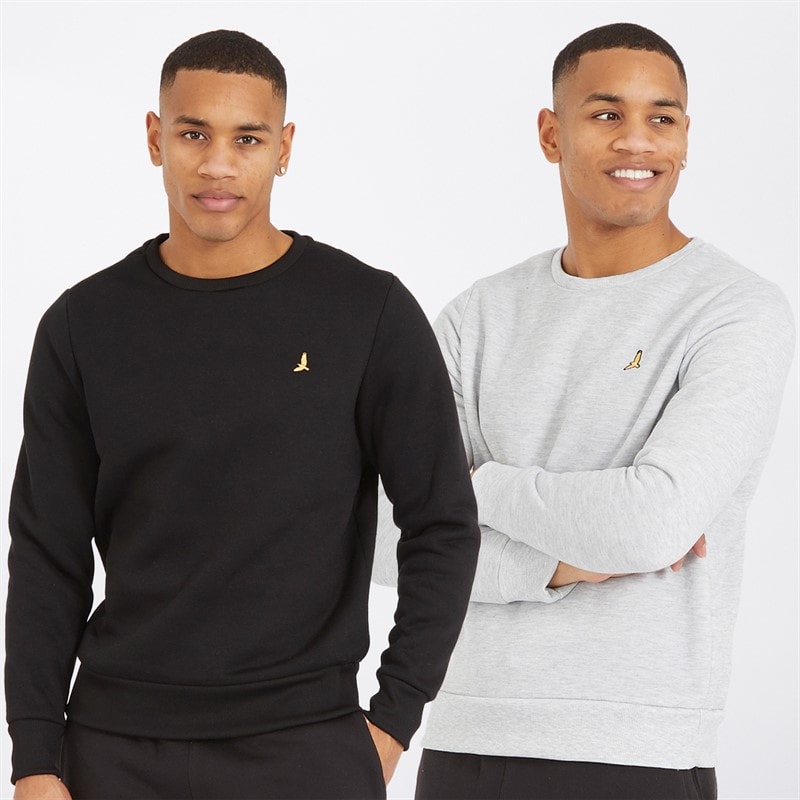 Brave Soul Herensweatshirt Winston Set van 2 Zwart/Grijs - Afbeelding 1