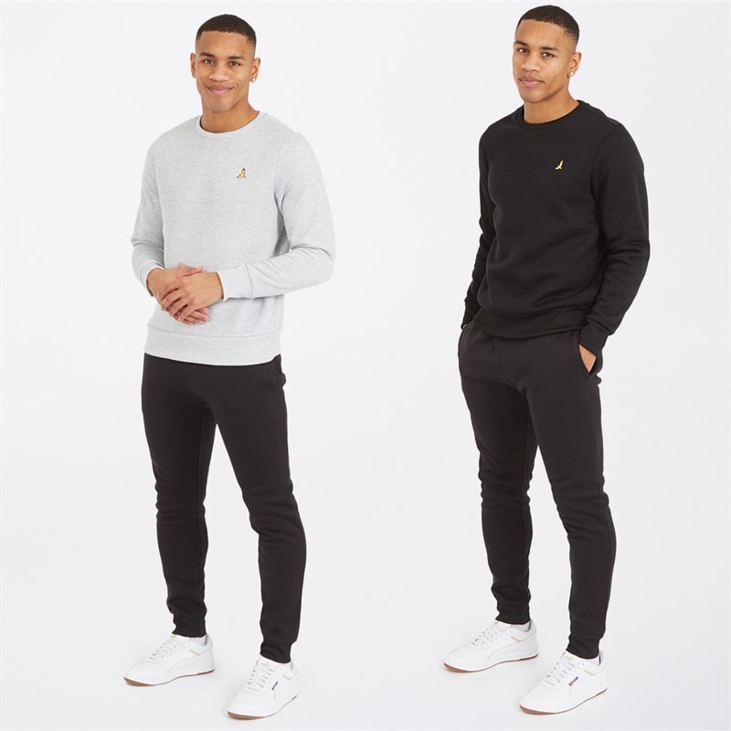 Brave Soul Herensweatshirt Winston Set van 2 Zwart/Grijs - Afbeelding 3