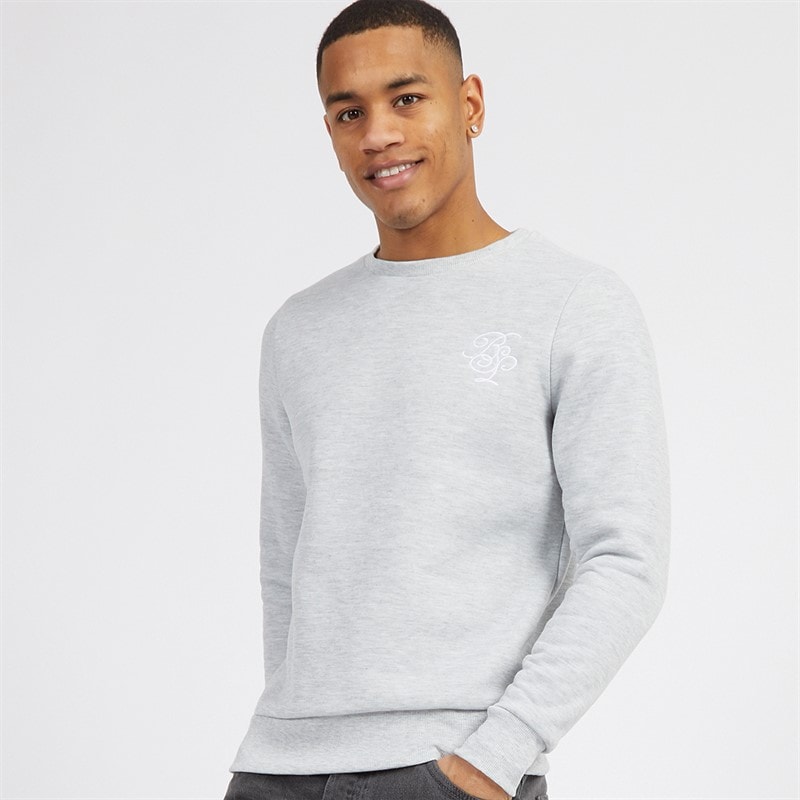 Brave Soul Sweatshirt met ronde hals Heren Licht grijs melange/Wit