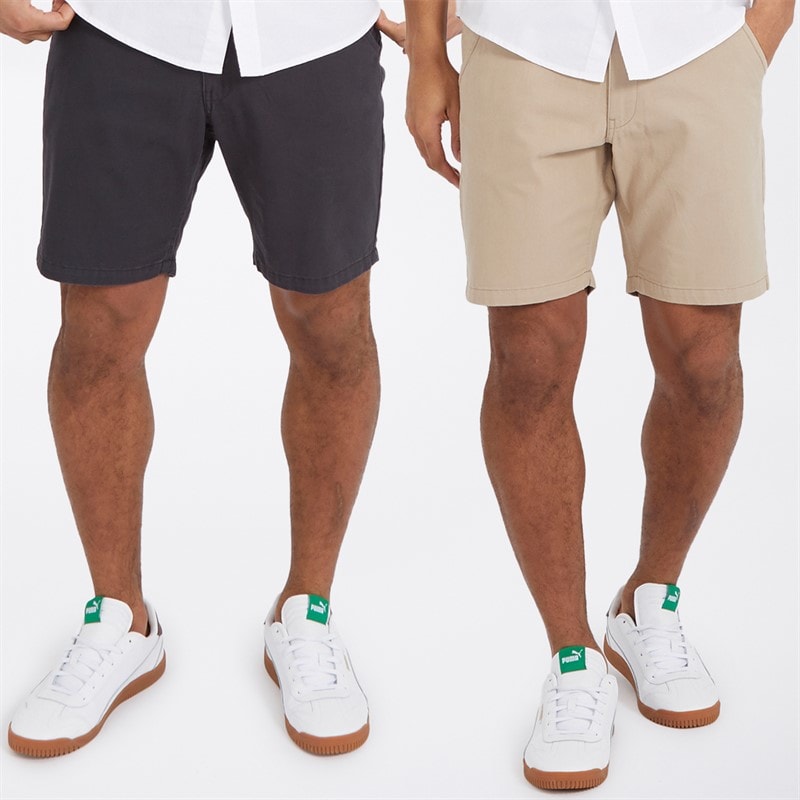 Brave Soul Heren Hansen Chino Shorts - Set van 2 - Navy/Stone - Afbeelding 1