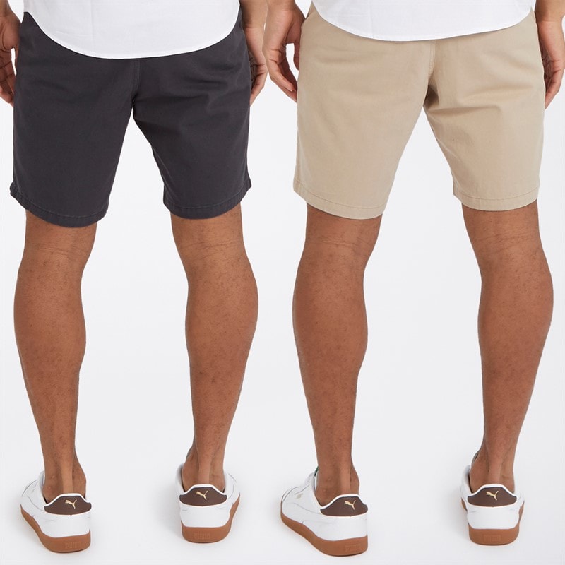 Brave Soul Heren Hansen Chino Shorts - Set van 2 - Navy/Stone - Afbeelding 2