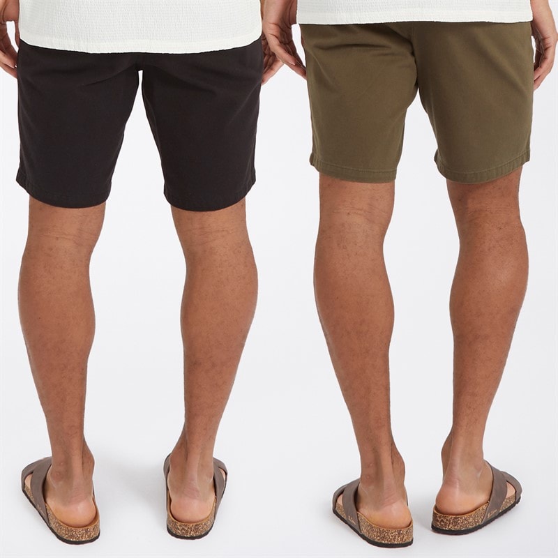 Brave Soul Heren Hansen Chino Shorts Set van 2 Zwart/Khaki - Afbeelding 2