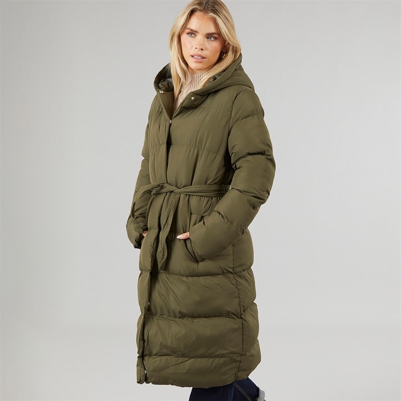 Brave Soul Damen Vine Maxi Steppmantel Khaki - Bild 1