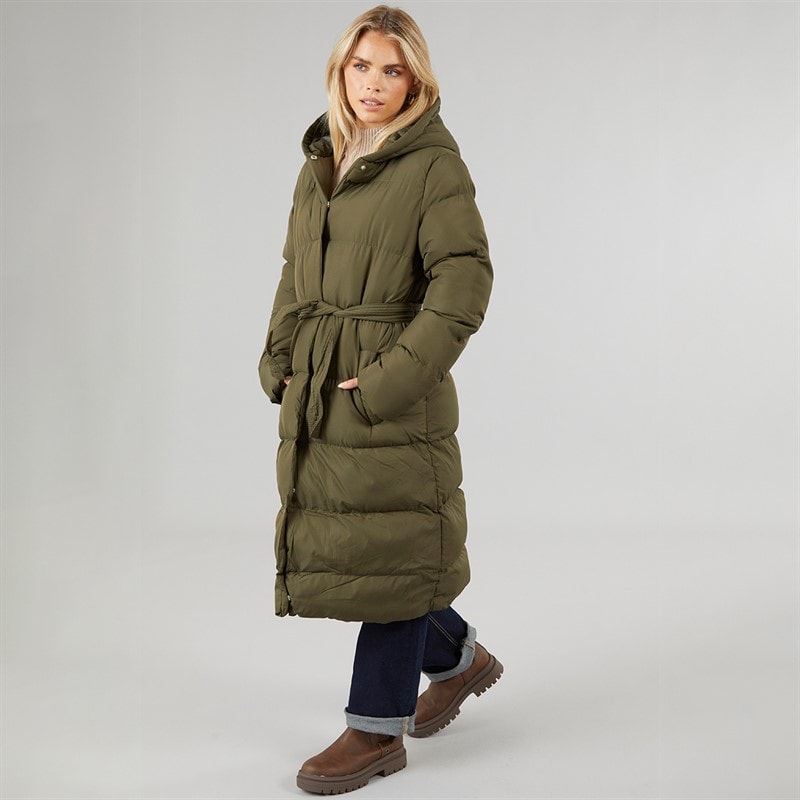 Brave Soul Damen Vine Maxi Steppmantel Khaki - Bild 4
