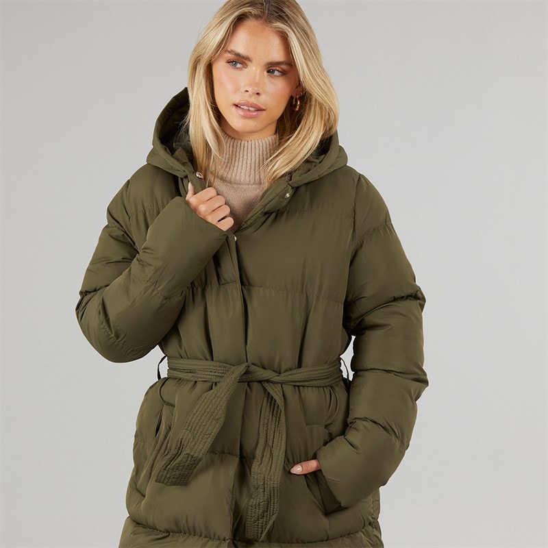 Brave Soul Damen Vine Maxi Steppmantel Khaki - Bild 5