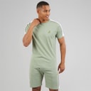 Brave Soul Heren Rowan T-shirt En Korte Broek Set Mint Green/Optic White