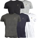 Brave Soul Herenshirts Russel Vijfpack Zwart/Wit/Lichtgrijs Melange/Marine/Donker Antraciet Melange