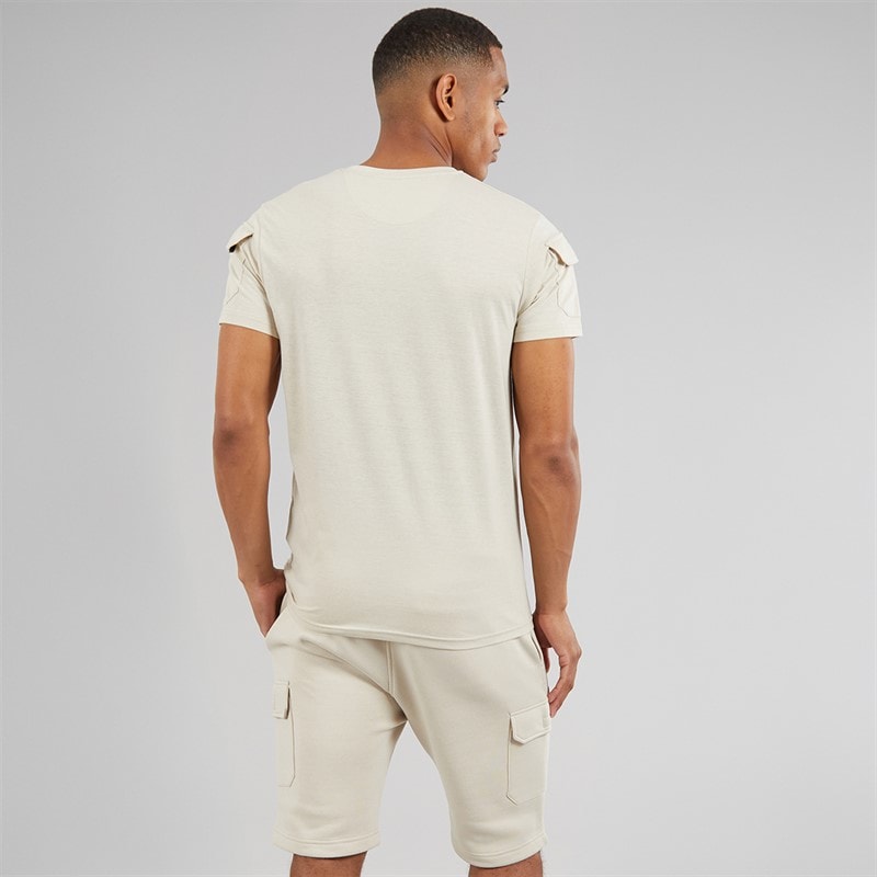 Brave Soul Heren Linus T-shirt en shorts set Plaster - Afbeelding 2