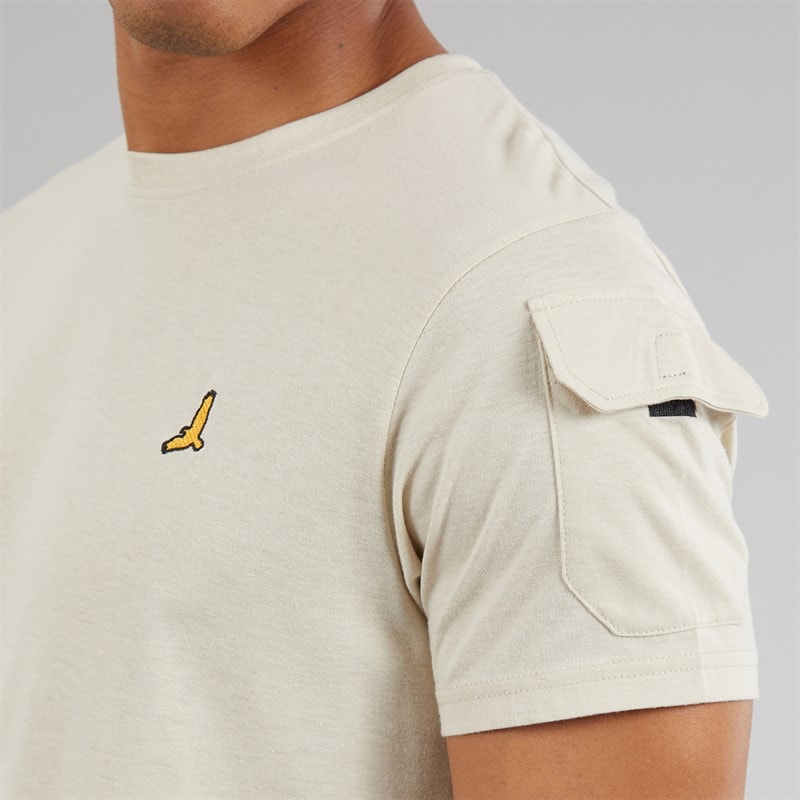 Brave Soul Heren Linus T-shirt en shorts set Plaster - Afbeelding 3
