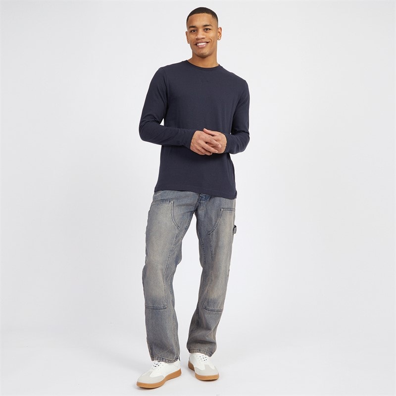 Brave Soul Jeans Heren Joiner Carpenter Loose Fit Blauwe Wassing - Afbeelding 4