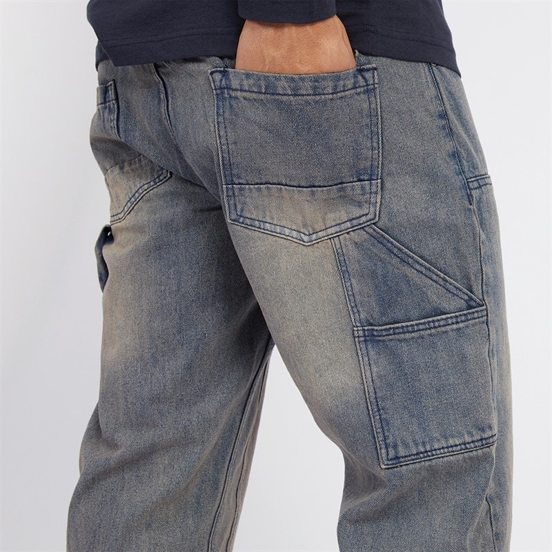 Brave Soul Jeans Heren Joiner Carpenter Loose Fit Blauwe Wassing - Afbeelding 5