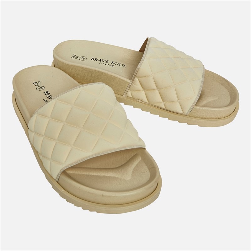 Brave Soul Slider Sandales Mae Femme Ecru - Image 2