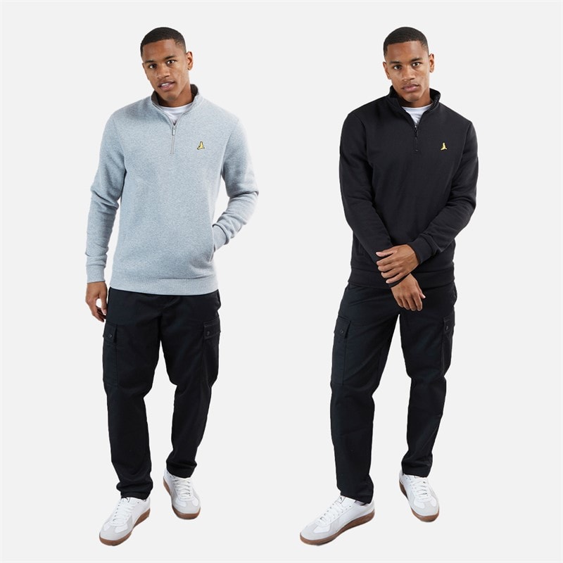 Brave Soul Heren Stilgar Set van 2 1/4 Rits Sweatshirts Zwart / Grijs - Afbeelding 5
