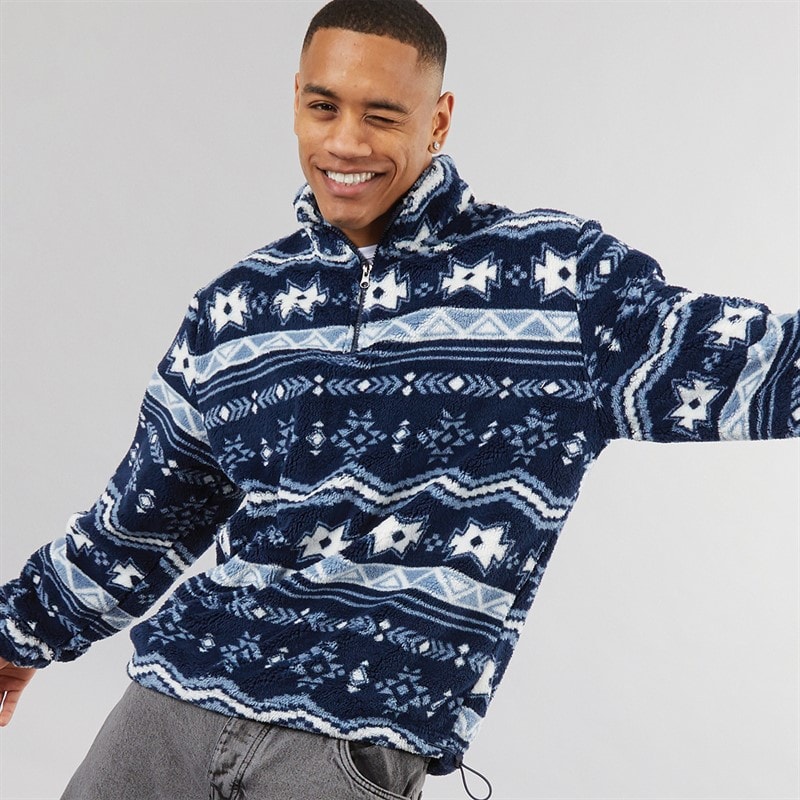 Brave Soul Lykins 1/4 zip fleece dla niego kolor granatowy/wielokolorowy