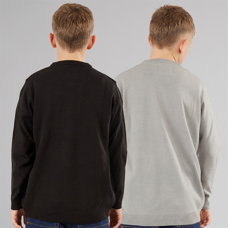 Brave Soul Garçon Pacquet Double Pulls Noir/Gris Argenté Chiné - Image 2