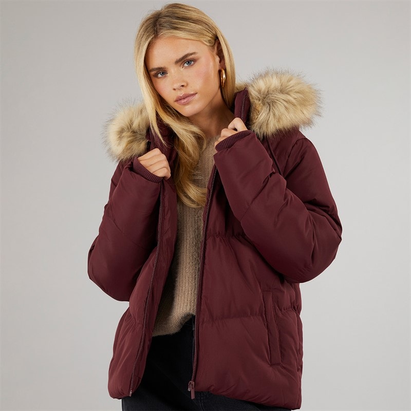 Brave Soul Damen Marcella Kurze Steppjacke Burgunderrot - Bild 1