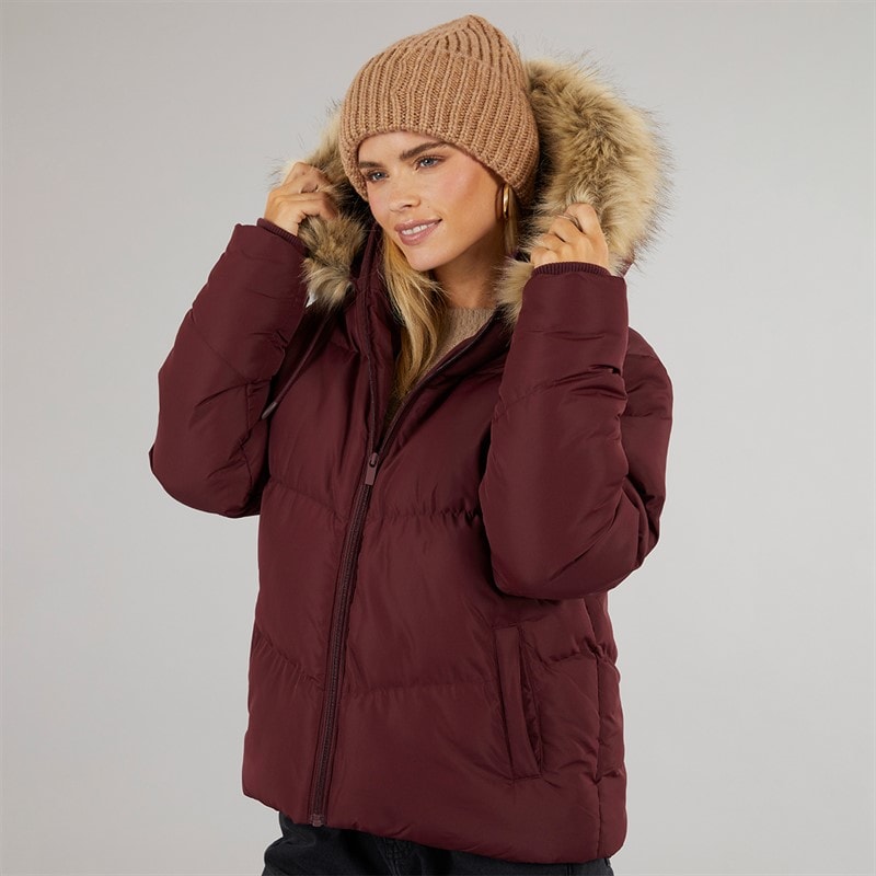 Brave Soul Damen Marcella Kurze Steppjacke Burgunderrot - Bild 3