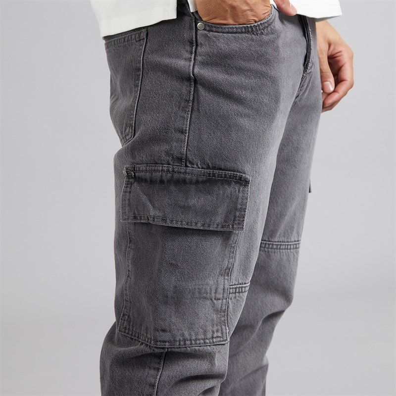 Brave Soul Heren Station Loose Fit Cargo Jeans Grijs - Afbeelding 3