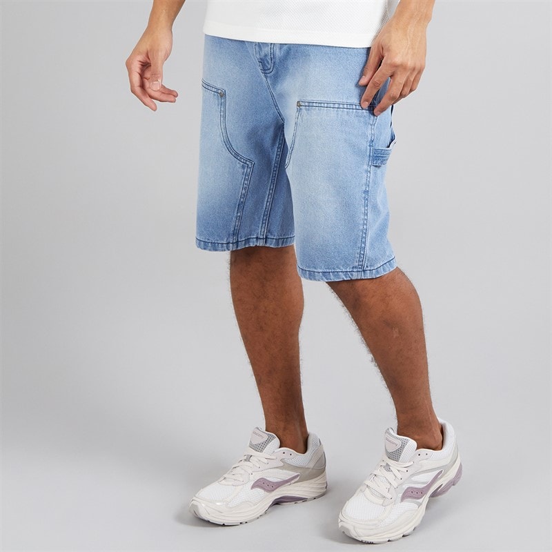 Brave Soul Heren Joiner Loose Fit Carpenter Shorts Light Blue