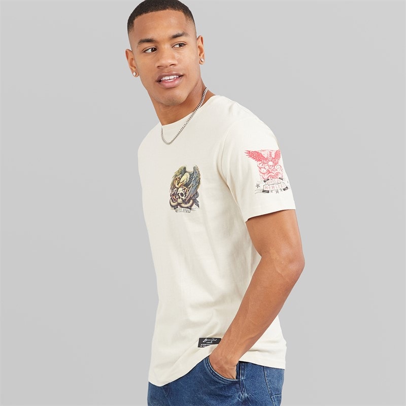 Brave Soul Herren Kruger T Shirt Plaster/Multi Colour Print
