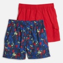 Brave Soul Junge Zweierpack Badehosen Rot/Mehrfarbig Druck Red + Multi Print