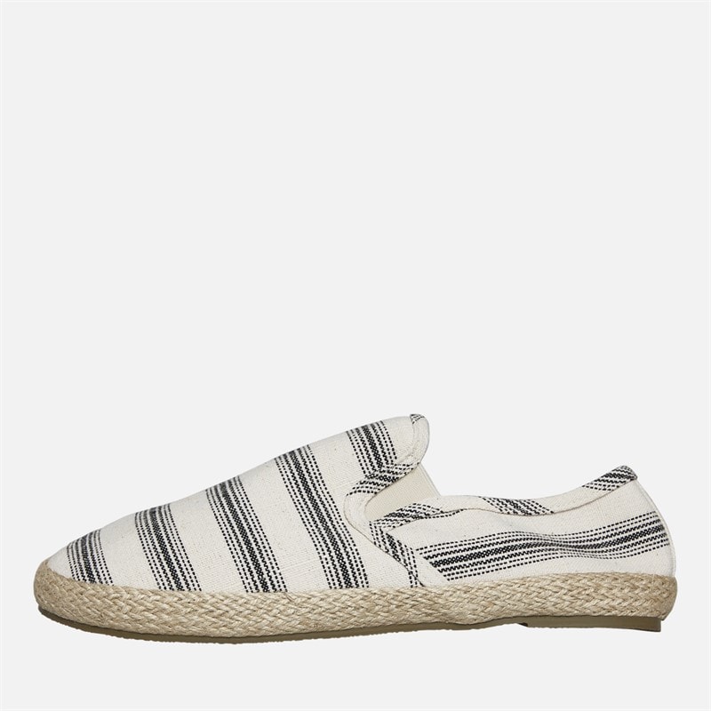 Brave Soul Heren Yacht Espadrilles Crème/Zwarte Streep Cream/ Black
