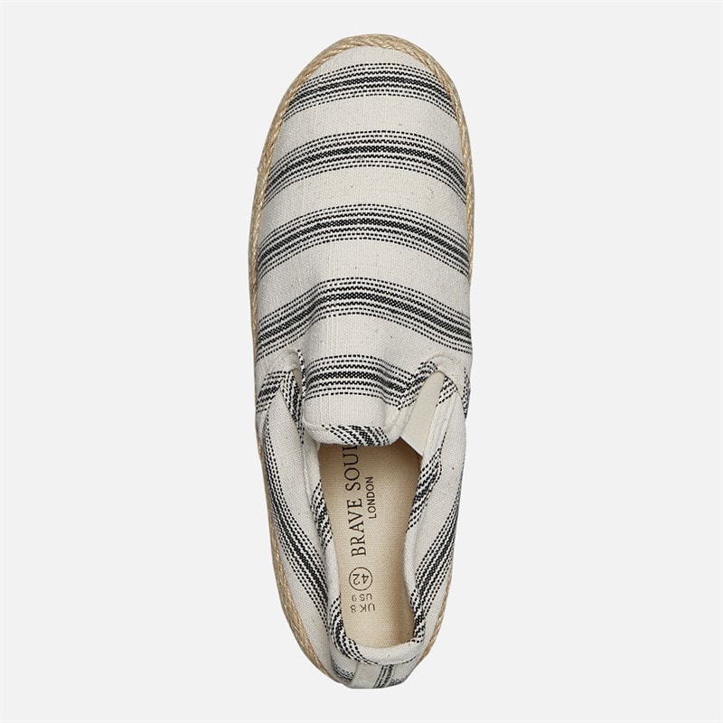 Brave Soul Espadryle żeglarskie dla niego kremowo-czarne w paski kolor Cream/ Black – zdjęcie  4