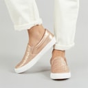 Brave Soul Baskets matelassées étoiles Femme à enfiler Rose Gold Metallic