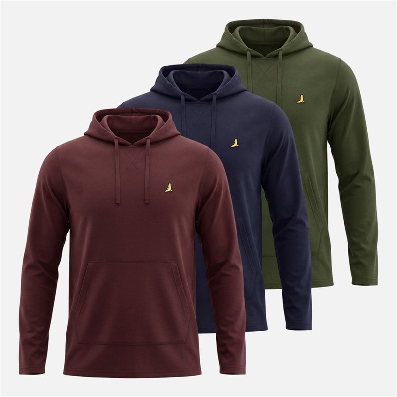 Brave Soul Heren Potter Drie Pack Hoodies Marineblauw/Kaki/Bordeaux - Afbeelding 1