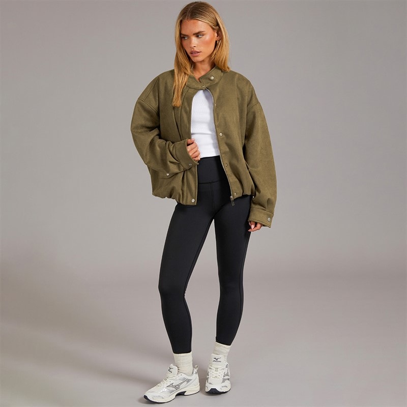 Brave Soul Dames Lenora Kunst suède Jas Khaki - Afbeelding 4
