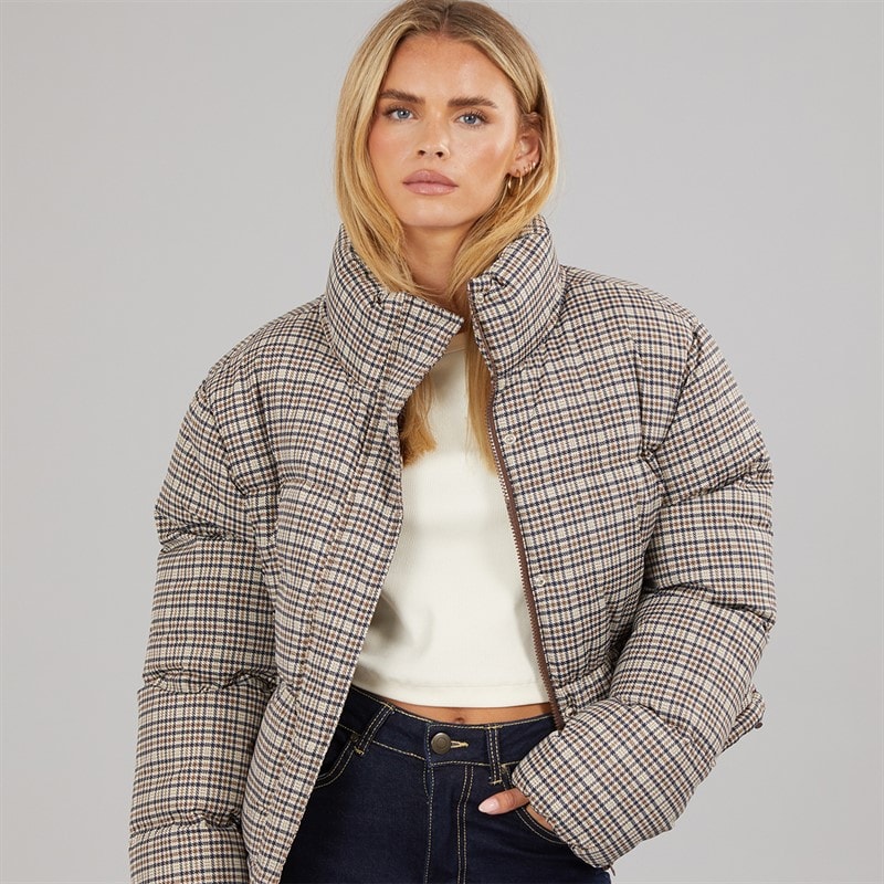 Brave Soul Dames Riva Check Heritage Puffer Jas Multi - Afbeelding 1