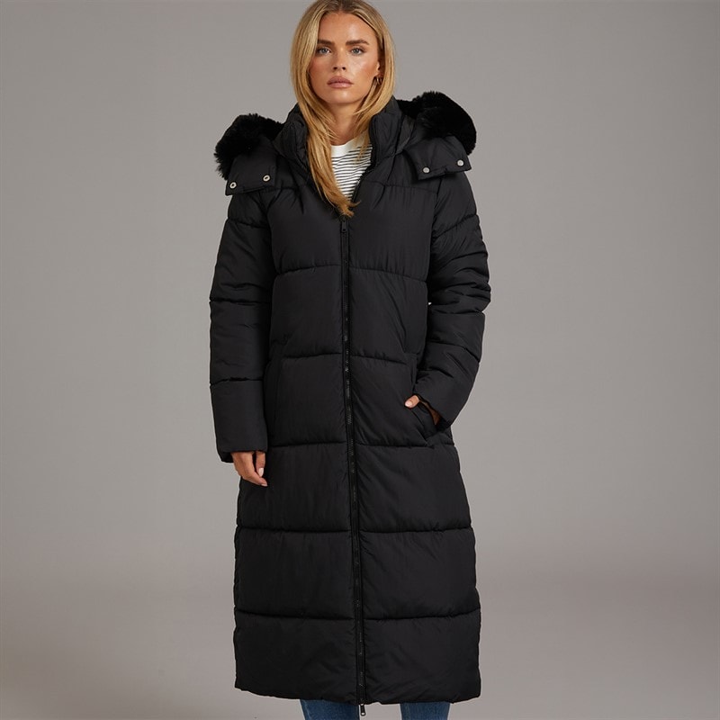 Brave Soul Damen Schmuck Lange Daunenjacke Schwarz - Bild 3