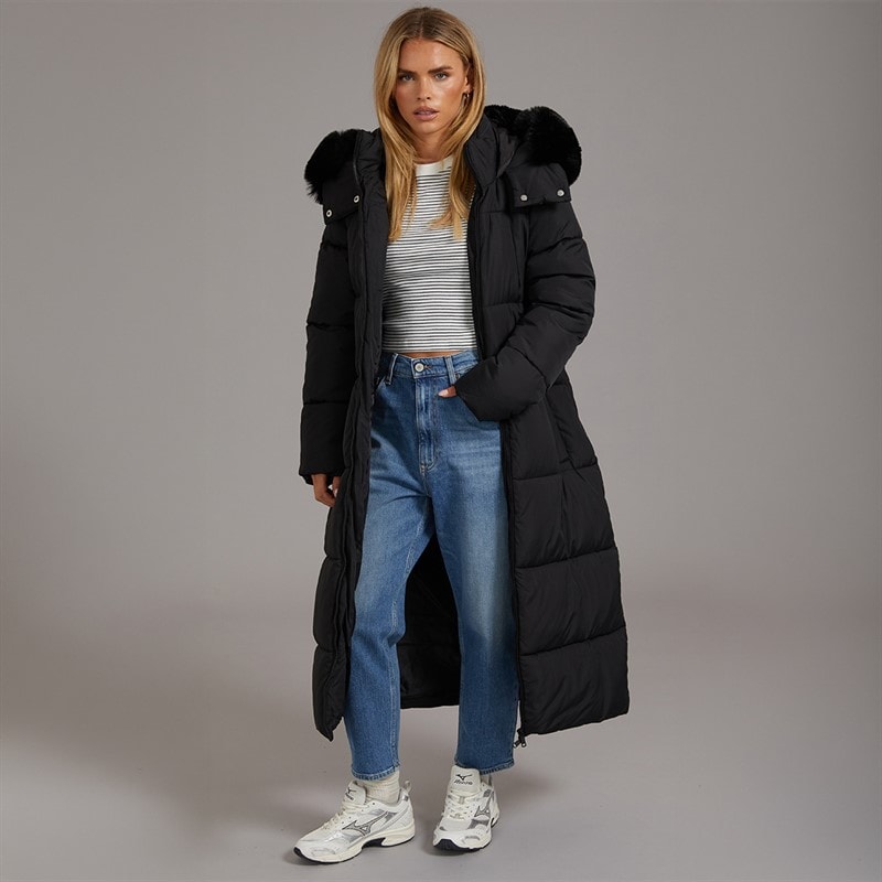 Brave Soul Damen Schmuck Lange Daunenjacke Schwarz - Bild 4