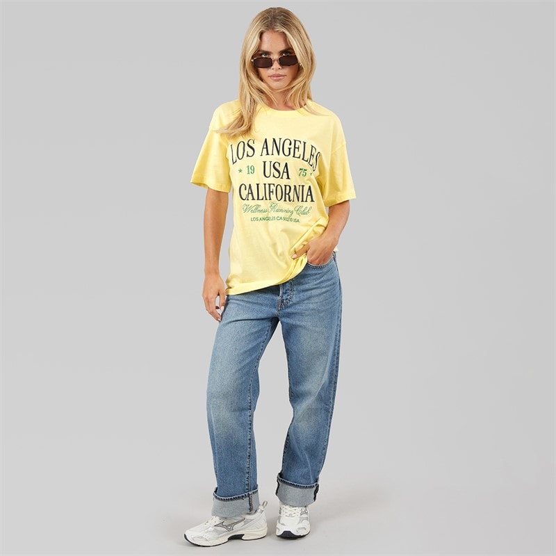 Brave Soul T-shirt Femme Los Angeles Butter Yellow/Navy/Vert - Image 4