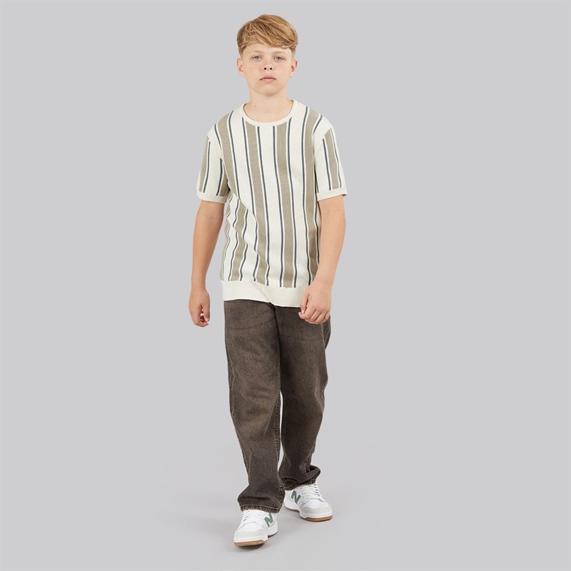 Brave Soul Gillam sweter z dzianiny dla chłopca kolor Cream/Light Green/Mid Green – zdjęcie  3