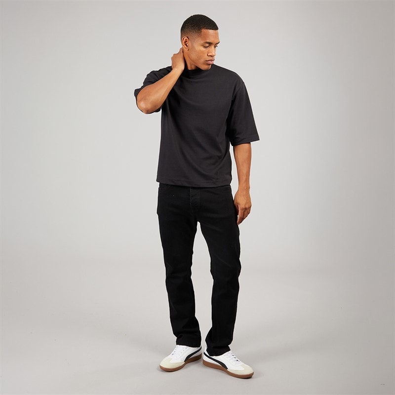 Brave Soul Heren Faust Oversized T-shirt Jet Black - Afbeelding 3